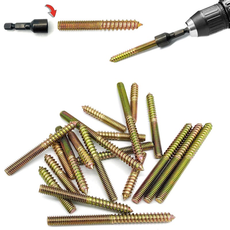 Matrelt 20Pack 5/16-18" Hanger Bolts 3Sizes 2-4 Inch Include1 pcs Hanger Bolt Driver Double Headed Bolts Wood Dowel Screw Self-Tapping Screwfor Furniture Screws Wood Screws Double Screw Threaded Rods - Image 5